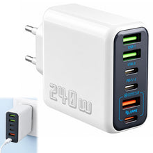 Carica l'immagine nel visualizzatore di Gallery, Caricatore USB C 240 W 6 porte, 3 USB-C + 3 USB-A, PD PPS QC