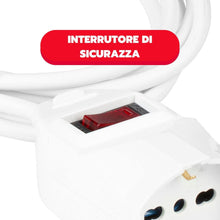 Carica l'immagine nel visualizzatore di Gallery, POLY POOL - PP2635 Prolunga Elettrica con Cavo Elettrico Bianco Estensibile 3 Metri - Spina 10A Salvaspazio e Presa Gran