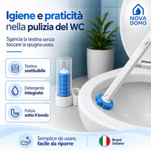 Carica l'immagine nel visualizzatore di Gallery, Scopino WC Usa e Getta con 6 Testine Profumate e Detersivo Integrato, Scopino per WC Usa e Getta con Ricariche, Spazzola