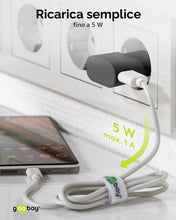 Carica l'immagine nel visualizzatore di Gallery, Goobay 44947 Adattatore di alimentazione USB da parete 1 A (5W) / Adattatore di alimentazione USB con ingresso laterale 