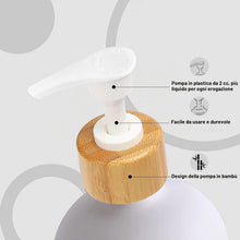 Carica l'immagine nel visualizzatore di Gallery, Confezione da 2 dispenser di sapone da cucina bianco per cucina bagno mani e piatti set dispenser di sapone in vetro con pompa vassoio in legno per piano di lavoro lavanderia shampoo lozione