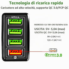 Carica l'immagine nel visualizzatore di Gallery, 4 Caricatore Usb QC 3.0 Rapido Caricatore Muro Caricabatterie Spina Alimentatore USB Multiplo Alimentatore Presa Carica 