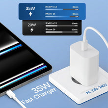 Carica l'immagine nel visualizzatore di Gallery, Caricatore USB C 35W Caricabatterie Rapido Presa Type-C per iphone 17/16/15