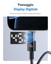 Carica l'immagine nel visualizzatore di Gallery, Baseus Cavo USB C con Display Digitale, Cavo di Ricarica Rapida da Tipo C a C da 100 W con 480 Mbps, Cavo intrecciato, C