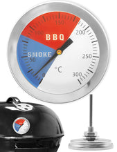 Carica l'immagine nel visualizzatore di Gallery, Termometro analogico per barbecue, resistente alla temperatura, per BBQ e affumicatore, diametro 5,2 cm, range 0°C - 300