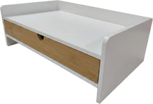 Carica l'immagine nel visualizzatore di Gallery, Relaxdays Organizer da Scrivania, 1 Cassetto, Ripiano per Documenti DIN A4, Bambù, HLP: 11 x 32 x 22 cm, Bianco/Naturale