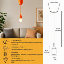 Carica l'immagine nel visualizzatore di Gallery, Jandei - Portalampada E27 in Silicone, Lampada a Sospensione con Cavo Regolabile da 90cm. Decorazione Soggiorno, Camera,