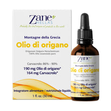 Carica l'immagine nel visualizzatore di Gallery, Zane Hellas 100% Olio di origano Non diluito.Puro Olio Essenziale Greco Puro di Origano.86% Carvacrolo Min.164mg Carvacr