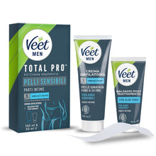 Carica l'immagine nel visualizzatore di Gallery, Veet Men Kit Depilazione Intima per Pelli Sensibili, Crema Depilatoria Uomo Parti Intime, Dermatologicamente Testata, Ef