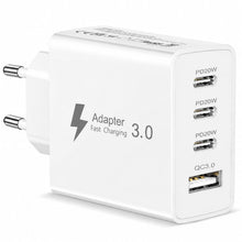 Carica l'immagine nel visualizzatore di Gallery, 50W 4-Port Caricatore USB C Caricabatterie Rapido Adattatore Presa Spina