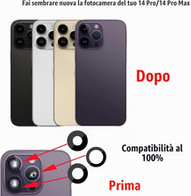 Carica l'immagine nel visualizzatore di Gallery, Vetro di Ricambio per Fotocamera Posteriore per iPhone 14 Pro/Pro Max - Antigraffio, impermeabile, con adesivo preinstal
