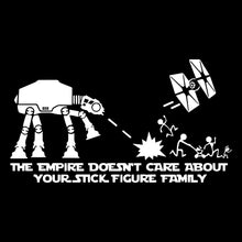 Carica l'immagine nel visualizzatore di Gallery, Adesivo in vinile per finestrino dell'auto, ispirato dalla saga di Star Wars, con AT PT e caccia stellare Tie, con scrit