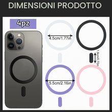Carica l'immagine nel visualizzatore di Gallery, 4 Pezzi Adesivo Universale Ad Anello in Metallo per Magnete Ad Anello, Compatibile con Caricatore Senza Fili Magnetico, 