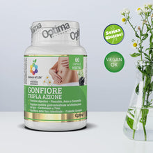 Carica l'immagine nel visualizzatore di Gallery, GONFIORE TRIPLA AZIONE - integratore per ridurre gonfiore e tensione addominale, aiuta a eliminare i gas in eccesso 60 c