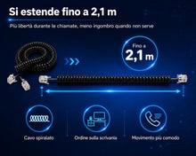 Carica l'immagine nel visualizzatore di Gallery, Cavo Telefonico Spirale RJ9 4P4C 2,1m per Cornetta Telefono Fisso – [2 Pezzi] Filo Ricambio Universale Nero per Telefoni