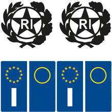 Carica l'immagine nel visualizzatore di Gallery, StampaGenerale® - Kit Adesivi per Targa Auto 2Pz Bollino Logo RI + 4Pz Adesivo Europa in PVC Resistente e Impermeabile F