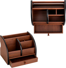 Carica l'immagine nel visualizzatore di Gallery, Foraineam Organizer da scrivania in legno con cassetto, porta telecomando, organizer per trucchi, portapenne in legno da scrivania e cancelleria, per casa, ufficio, scuola, accessori da tavolo