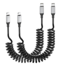 Carica l'immagine nel visualizzatore di Gallery, Acecene Cavo a spirale da USB C a Lightning [2 pezzi], MFi Certified Carplay cavo di ricarica iPhone corto, 2.4A USB C a