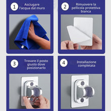 Carica l'immagine nel visualizzatore di Gallery, 2 Pezzi Supporto Doccia Adesivo Muro Supporto Soffione Soccia ad