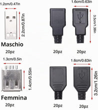 Carica l'immagine nel visualizzatore di Gallery, RUNCCI-YUN 40pcs USB 2.0 Tipo A 4 pin del connettore，di saldatura 2.0 USB connettore con Coperchio In Plastica Per Diy