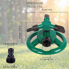 Carica l'immagine nel visualizzatore di Gallery, 2Pz Irrigatore da Giardino, Irrigatore Rotante a 360° con 3 Bracci
