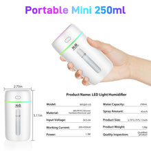 Carica l'immagine nel visualizzatore di Gallery, Kissleaf Mini umidificatore da 250 ml, per camera da letto/cameretta dei bambini/piante, luce a 7 colori, 6H, lunga dura