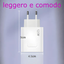 Carica l'immagine nel visualizzatore di Gallery, Caricatore Rapido da Muro 120W USB-C e USB-A Multiplo, Power Delivery 67W + Quick Charge 67W, Spina Europea, Adattatore 