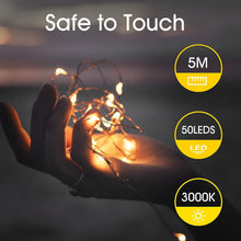 Carica l'immagine nel visualizzatore di Gallery, Flaspar Stringa Luci Led a Batteria, 2 Pezzi 5 metri 50 Led Rame filo Fata Luci Lucciole a Batteria Impermeabili, Decora