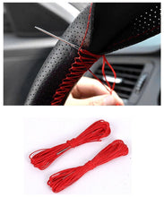 Carica l'immagine nel visualizzatore di Gallery, Coprivolante auto universale in pelle bovina da cucire, rivestimento protettivo per volante 37-38 cm con ago e filo, ele