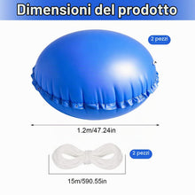 Carica l'immagine nel visualizzatore di Gallery, 2 cuscini ad aria per piscina, accessori invernali, 120 x 120 cm, con cavo bianco da 15 m, cuscino invernale gonfiabile,