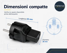 Carica l'immagine nel visualizzatore di Gallery, Adattatore convertitore Schuko Maschio a IEC C13 Femmina 16A IEC320 per UPS