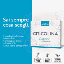 Carica l'immagine nel visualizzatore di Gallery, Citicolina Cognizin 500 mg PiùLife - 60 capsule