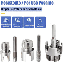 Carica l'immagine nel visualizzatore di Gallery, Mesee Kit per Filettatura Tubi PVC, Strumento per Filettatura Interna ed Esterna Integrata, Compatibile con Trapano Elet