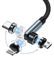 Carica l'immagine nel visualizzatore di Gallery, Kuulaa 7pin Cavo di ricarica magnetico 2M, 360° e 180°, ricarica rapida 3A e trasferimento dati per tipo C/Micro USB/i-P