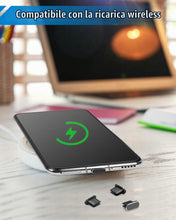 Carica l'immagine nel visualizzatore di Gallery, 8 tappi antipolvere USB C 4 alluminio + 4 cover antipolvere in silicone tipo C compatibile con Samsung Galaxy S23 Ultra 