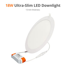 Carica l'immagine nel visualizzatore di Gallery, JANDEI – Confezione da 6 faretti LED da incasso rotondi, 18W, 1500 lumen, extrapiatti 13 mm, foro di montaggio Ø200-205 
