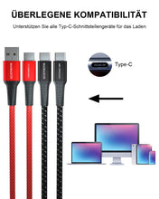 Carica l'immagine nel visualizzatore di Gallery, [2pcs 2m] 100W PD3.0 USB C a C Cavo di ricarica veloce + 3.1A USB A a C di in nylon intrecciato ricarica veloce Cavo per