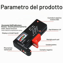 Carica l'immagine nel visualizzatore di Gallery, Tester Batteria Universale, Semplice Tester Universale per Batterie AA, AAA, C, D, 9V, 1.5V, Misuratore di Batteria Velo