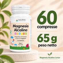 Carica l'immagine nel visualizzatore di Gallery, Naturvis Magnesio Alcalino Junior per Bambini, 60 Compresse, 65 g