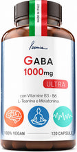 Carica l'immagine nel visualizzatore di Gallery, Gaba 1000 MG ULTRA Con L-Teanina Vitamina B3 B6 (Scorta per 2 mesi) 120 Capsule Gaba Integratore Per Stress e Ansia | So