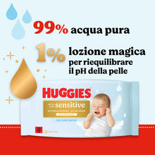 Carica l'immagine nel visualizzatore di Gallery, Huggies Extra Care Sensitive, Salviette neonato per pelli sensibili, 99% Acqua pura, 100% Plastic-free, Senza parabeni e