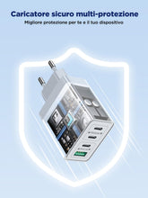 Carica l'immagine nel visualizzatore di Gallery, Caricatore USB C 40W 4-Porto Rapido Presa USB multipla PD &amp; QC3.0 Caricabatterie Veloce, Spina Alimentatore Spinotto Car