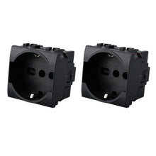 Carica l'immagine nel visualizzatore di Gallery, 2 Pezzi Presa Schuko 2P+T 16A, Compatibile Con Bticino Living Light (Nero)