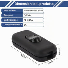 Carica l'immagine nel visualizzatore di Gallery, 2 Pezzi Nero Interruttore Torpedo 6A 250V, Interruttore in Linea Bipolare, Interruttori a Cavo in Linea, per 2 O 3 Linea