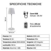Carica l'immagine nel visualizzatore di Gallery, Lampada da Tavolo Senza Fili LED Ricaricabile, Verde Oliva