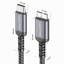 Carica l'immagine nel visualizzatore di Gallery, deleyCON 0,5m Cavo USB 3.0 Micro-B Corto 5 Gbps - USB-C a Micro-B - Cavo Dati in Nylon per Box/HDD/SSD Esterni - per Tos