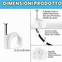 Carica l'immagine nel visualizzatore di Gallery, Clip Fermacavi: 100 Pezzi Bianchi Formato Rotondo 8Mm. Per Fissaggio Cavi Elettrici Murali. Graffette E Clip Organizzazi