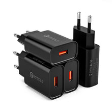 Carica l'immagine nel visualizzatore di Gallery, 4 Pezzi Caricatore USB Quick Charge 3.0 18W, Carica Batterie Cellulare, Universale Caricabatterie Alimentatore Spina USB