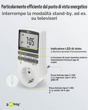Carica l'immagine nel visualizzatore di Gallery, goobay 64900 Timer digitale 10 programmi giornalieri/modalità casuale antieffrazione/programmabile/3680 W a 230 V (AC) e