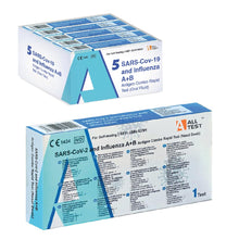 Carica l'immagine nel visualizzatore di Gallery, ALLTEST 5 Tamponi Rapidi combo Covid 19 + influenza A - B, Kit Rapido Tampone per l'Antigene SARS-COV-2 + influenza - 5 